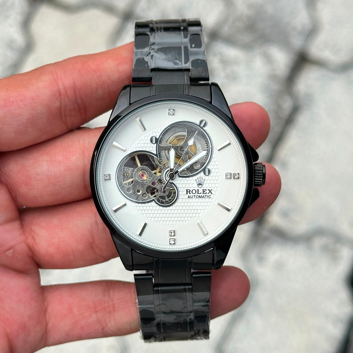 Skeleton Automatic White Dial